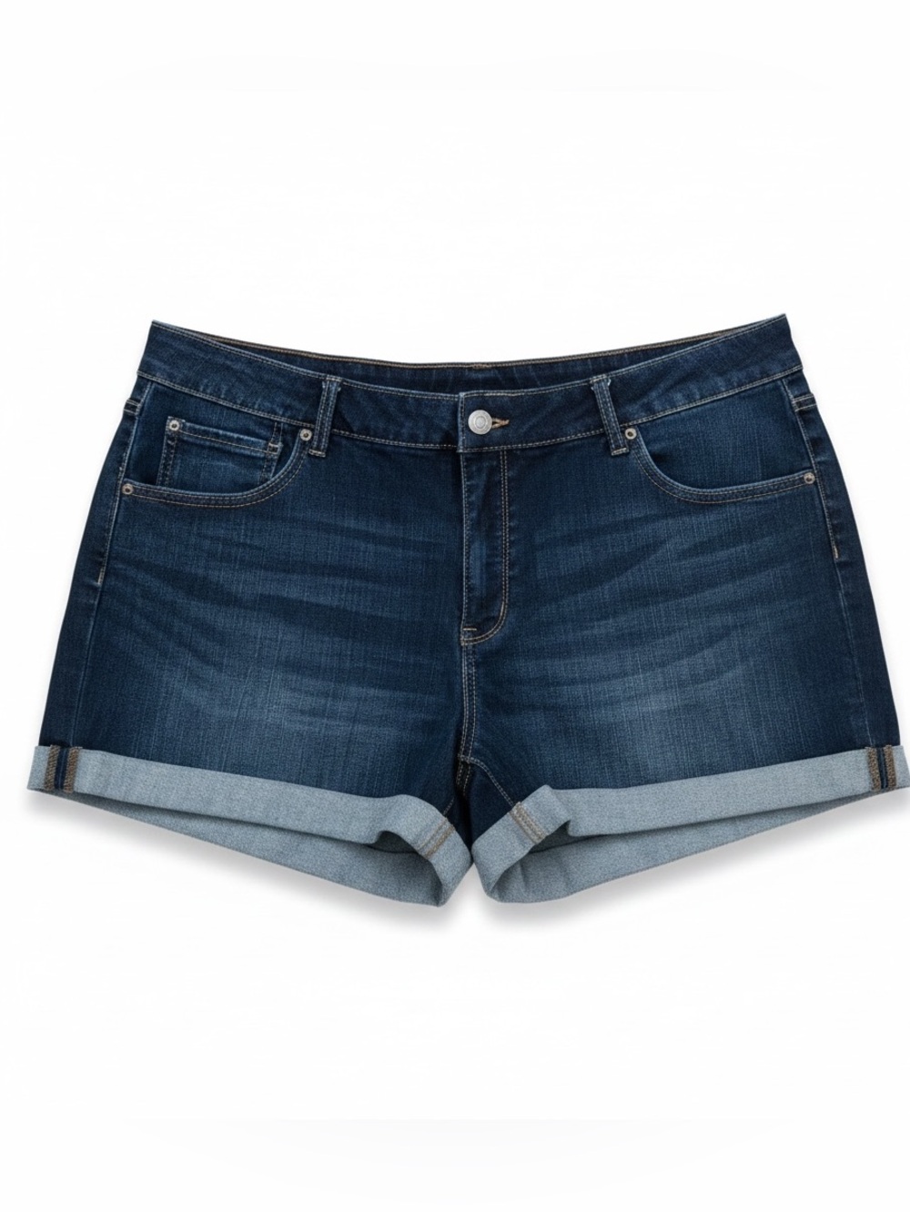 NWOT Time and Tru Women's Size 20 Roll Cuff Denim Shorts Cotton-Poly-Spandex
